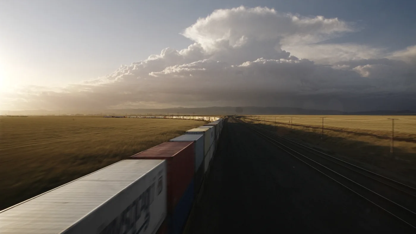 Freight train with containers — China Europe rail corridor