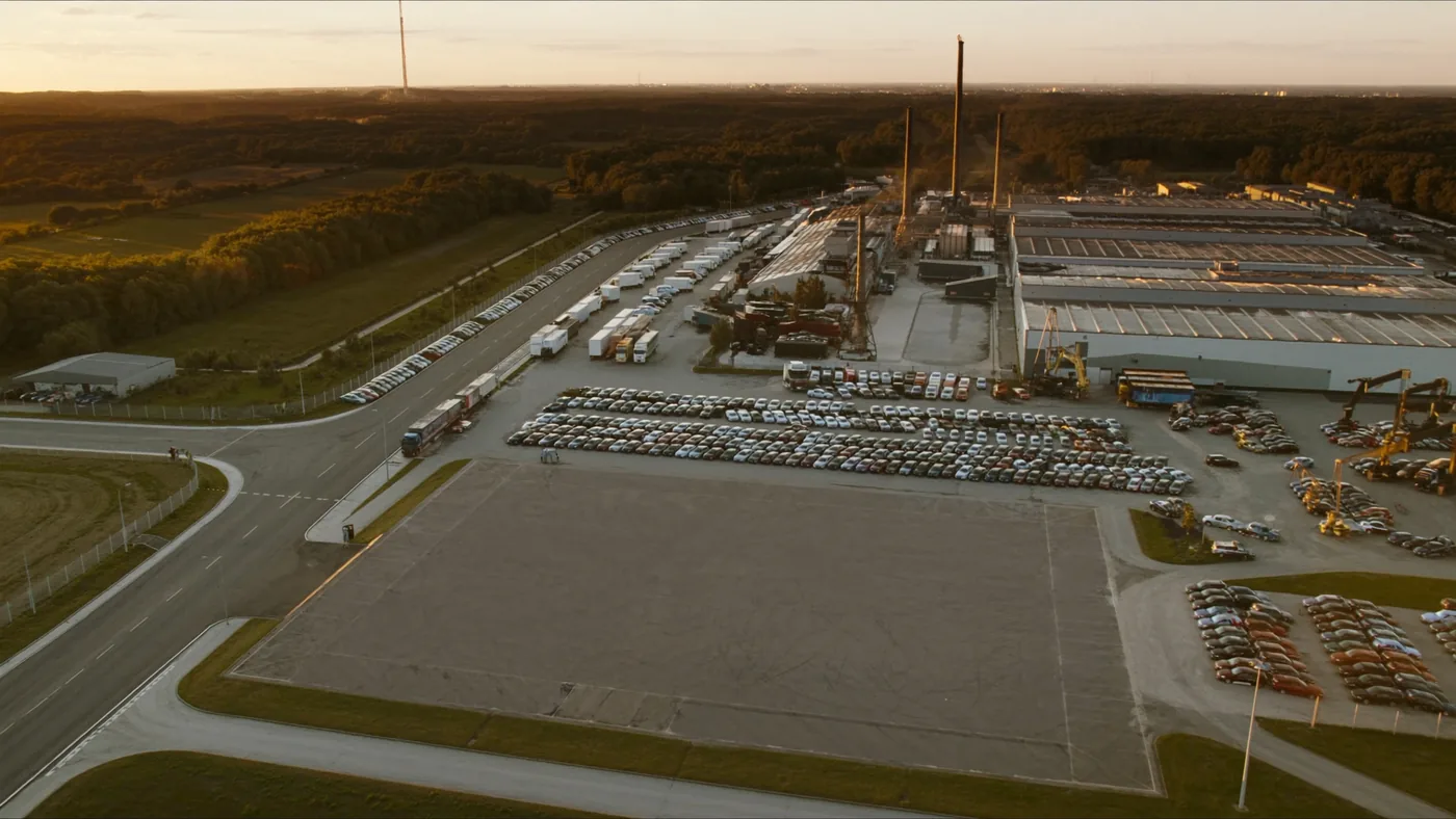 Automotive — aerial view of car manufacturing plant