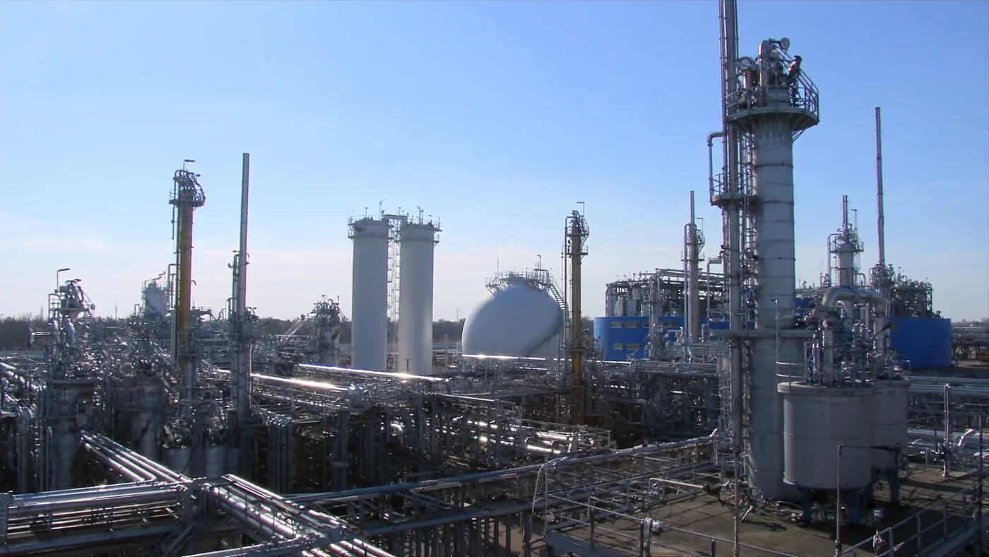 Chemicals — chemical processing plant at dawn