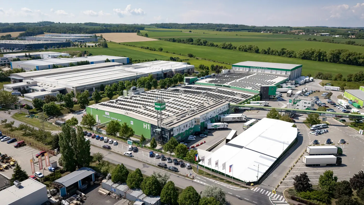 FMCG — modern distribution warehouse with pallets and forklifts